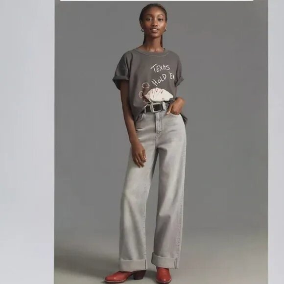 ANTHROPOLOGIE PILCRO The Austyn High Rise Wide Leg Cuffed Jean 26 - Picture 1 of 7